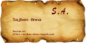 Sajben Anna névjegykártya